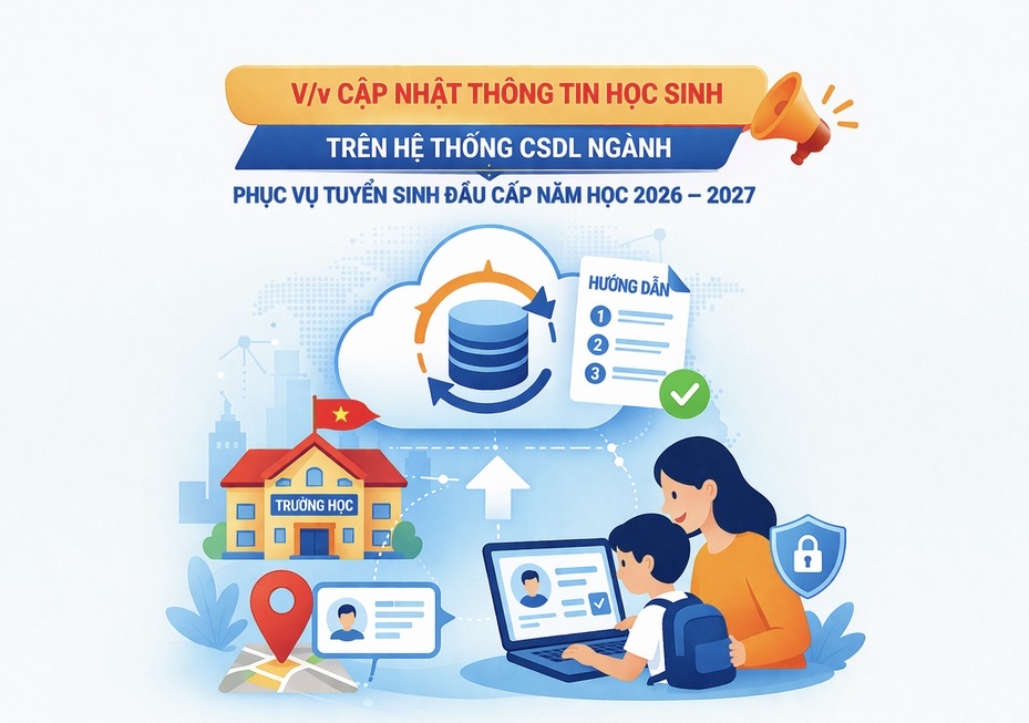 Hướng dẫn cập nhật thông tin học sinh trên Hệ thống CSDL ngành phục vụ Tuyển sinh đầu cấp năm học 2026-2027